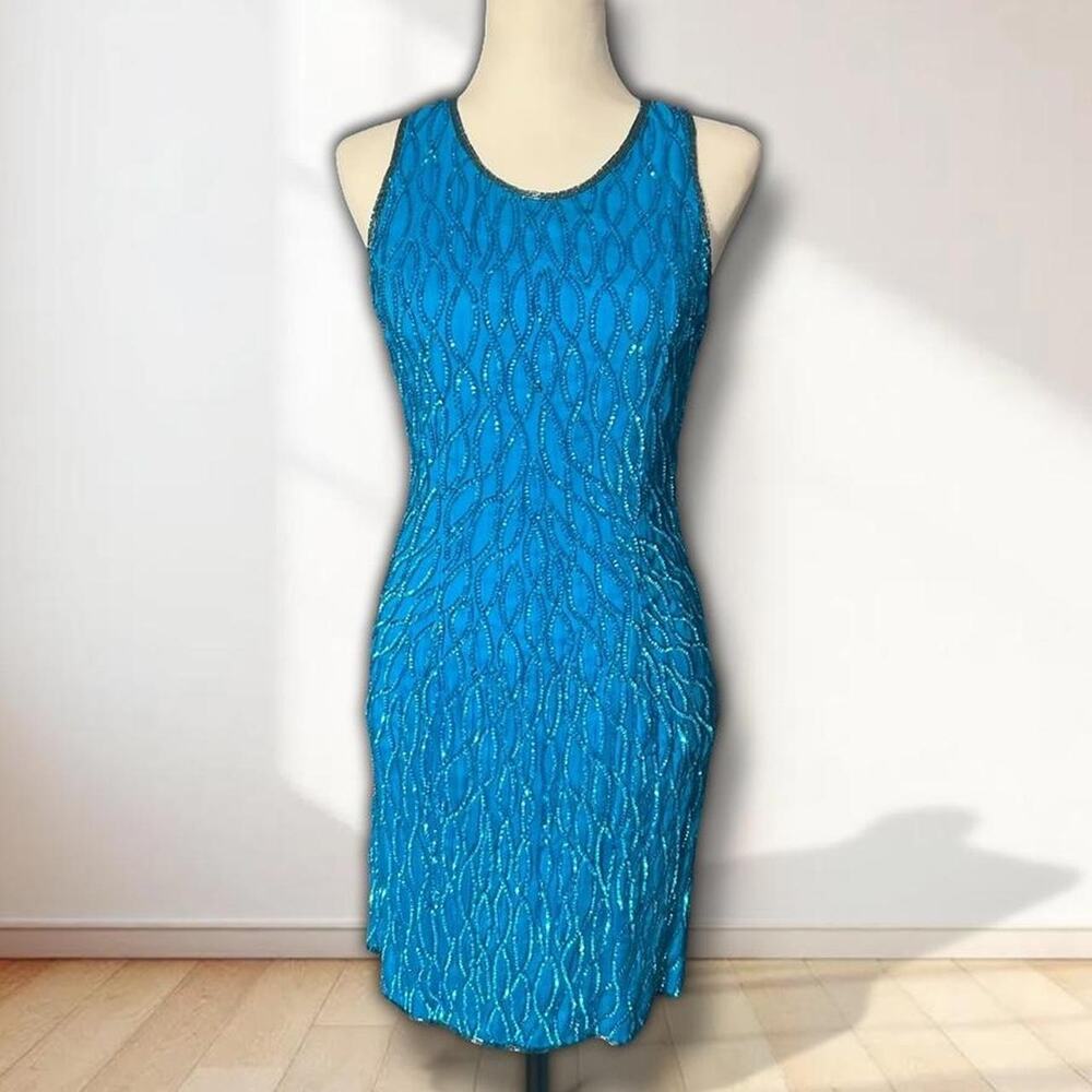 Vintage Y2K Deadstock Beaded Silk Midi Dress